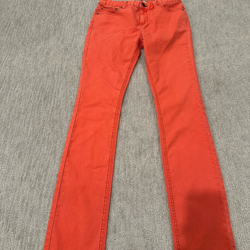 Free People Vivid Salmon Pink Skinny Jeans